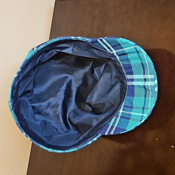 SCOTTISH TARTAN CAP WITH POM POM GOLFER PLAID GREEN IRISH ST. PATRICK'S DAY BLUE - Picture 5 of 6